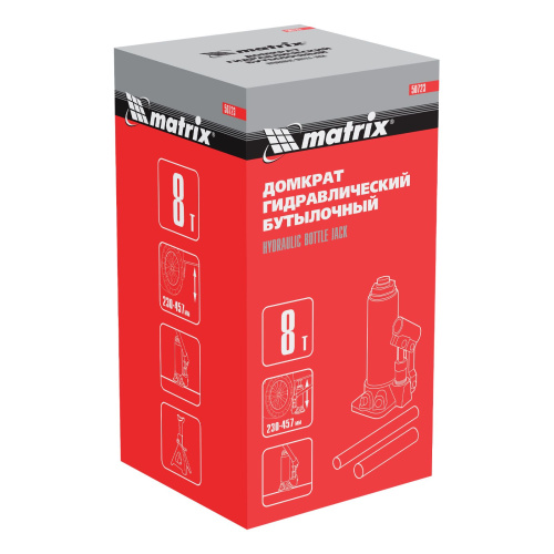 Домкрат гидравлический бутылочный, 8 т, высота подъема 230-457 мм Matrix по ценам производителя в Москве с доставкой по всей России