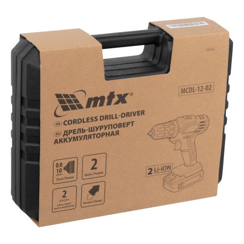 Дрель-шуруповерт аккумуляторная MCDL-12-02, Li-Ion, 12 В, 2 акк. MTX по ценам производителя в Москве с доставкой по всей России