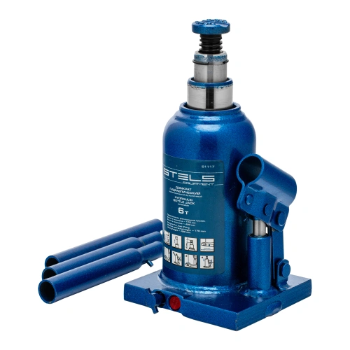Домкрат гидравлический бутылочный телескопический, 6 т, H подъема 170-420 мм Stels по ценам производителя в Москве с доставкой по всей России