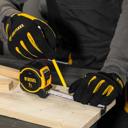 Рулетка 8м х 25мм, двухкомп. корпус, магнитный обрезиненный зацеп Denzel по ценам производителя в Москве с доставкой по всей России