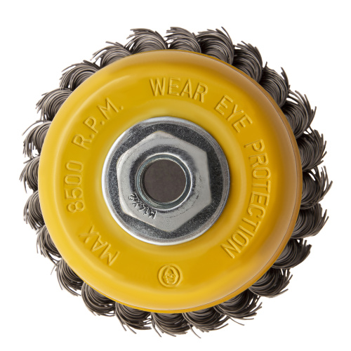 Щетка для УШМ, 100 мм, "Чашка", крученая нержавеющая проволока 0.5 мм, М14 Denzel по ценам производителя в Москве с доставкой по всей России