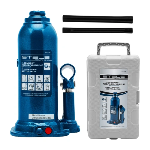 Домкрат гидравлический бутылочный, 6 т, h подъема 207-404 мм, в пластиковом кейсе Stels по ценам производителя в Москве с доставкой по всей России