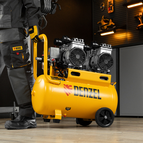 Компрессор безмасляный, малошумный DLS 2200/50, 2200 Вт, 2x1100, 50 л, 380 л/мин Denzel по ценам производителя в Москве с доставкой по всей России