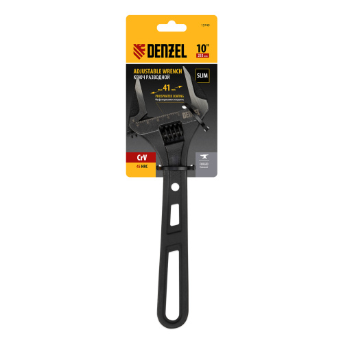 Ключ разводной, 250 мм, CrV, кованый Denzel по ценам производителя в Москве с доставкой по всей России