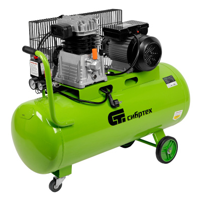 Компрессор воздушный КР-2200/100, 2.2 кВт, 350 л/мин, 100 л, ременной привод, масляный Сибртех по ценам производителя в Москве с доставкой по всей России