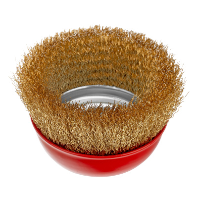 Щетка для УШМ, 100 мм, М14, "чашка", латунированная витая проволока Matrix по ценам производителя в Москве с доставкой по всей России