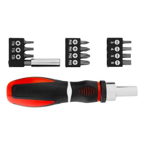 Отвертка реверсивная, набор бит, 12 шт, CrV Matrix по ценам производителя в Москве с доставкой по всей России