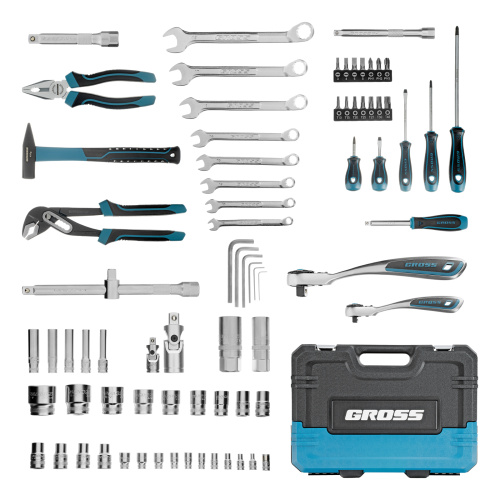 Набор инструментов, 1/4", 1/2", CrV, 120 зубьев, 76 предметов Gross по ценам производителя в Москве с доставкой по всей России