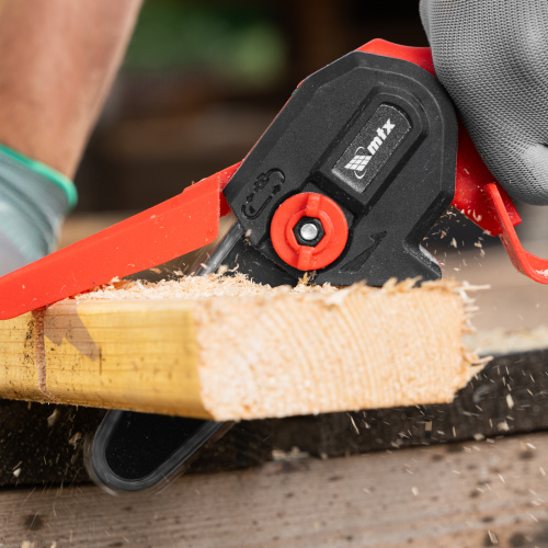 Цепная мини-пила аккумуляторная, MCS-100, шина 100 мм, Li-Ion, 20 В MTX по ценам производителя в Москве с доставкой по всей России