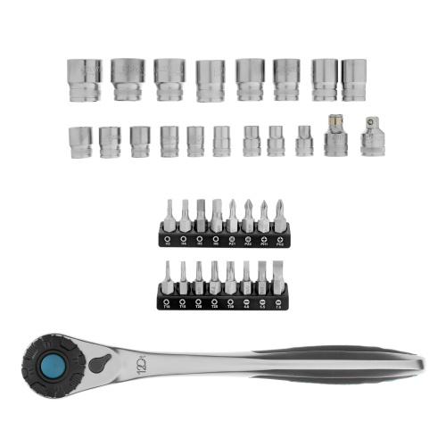Набор торцевых головок, трещотка 120 зубьев, 1/2", CrV, 36 предметов Gross по ценам производителя в Москве с доставкой по всей России