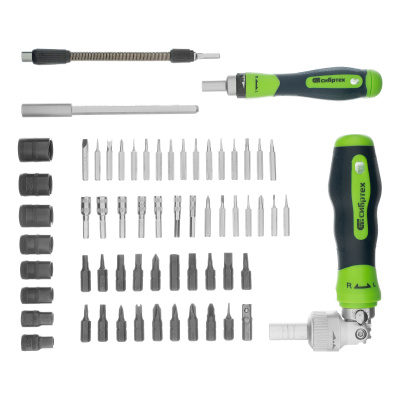 Отвертки реверсивные с набором бит, торцевых головок, 61 предмет, CrV Сибртех по ценам производителя в Москве с доставкой по всей России