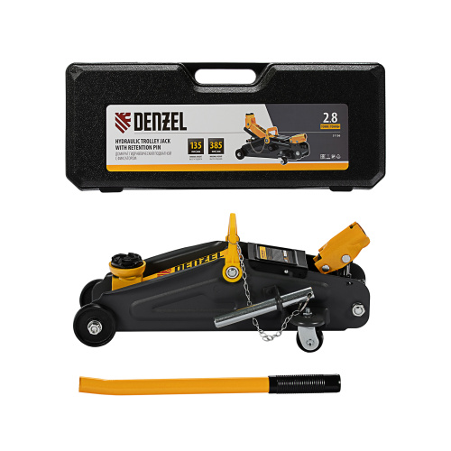 Домкрат гидравлический подкатной с фиксатором, 2,8 т, 135-385 мм, в кейсе Denzel по ценам производителя в Москве с доставкой по всей России