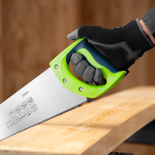 Ножовка по дереву"Зубец" для точных пильных работ, 450 мм, каленый зуб 2D, 14 TPI, двухкомпонентная рукоятка Сибртех по ценам производителя в Москве с доставкой по всей России