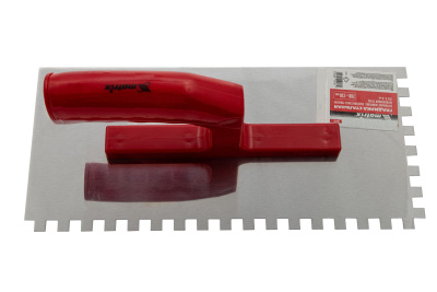 Гладилка из нержавеющей стали, 280 х 130 мм, зеркальная полировка, пластмассовая ручка, зуб 8 х 8 мм Matrix по ценам производителя в Москве с доставкой по всей России