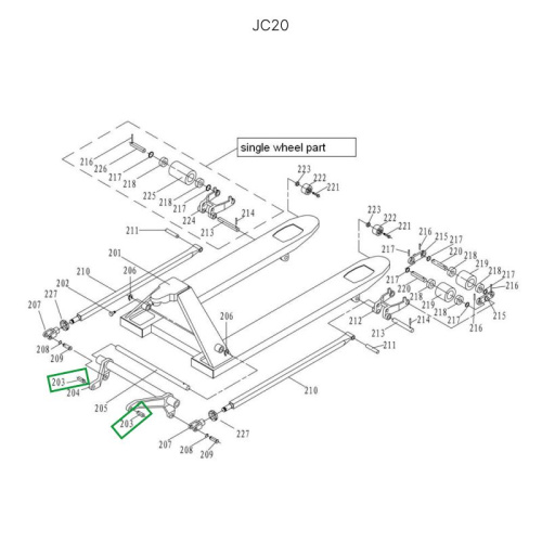 Ось крепления углового рычага к опорной площадке для гидравлических тележек DF25 по ценам производителя в Москве с доставкой по всей России