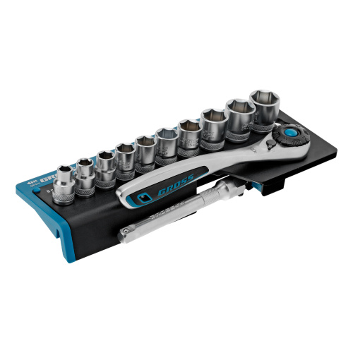 Набор торцевых головок, трещотка 120 зубьев, 3/8", CrV, 12 предметов Gross по ценам производителя в Москве с доставкой по всей России