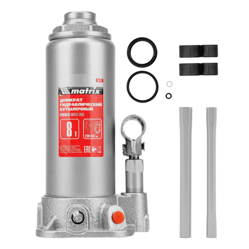 Домкрат гидравлический бутылочный, 8 т, высота подъема 230-457 мм Matrix по ценам производителя в Москве с доставкой по всей России