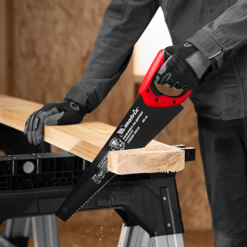 Ножовка по дереву, 400 мм, 7-8 TPI, зуб-3D, каленый зуб, тефлоновое покрытие полотна, двухкомпонентная рукоятка Matrix по ценам производителя в Москве с доставкой по всей России