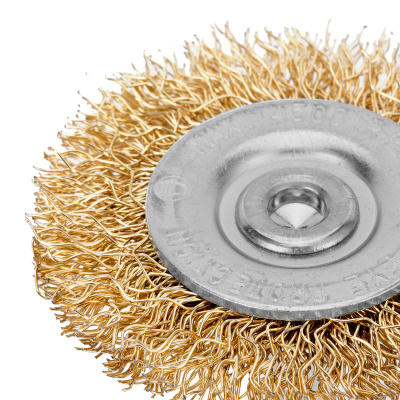 Щетка для дрели, 50 мм, плоская со шпилькой, латунированная витая проволока Matrix по ценам производителя в Москве с доставкой по всей России