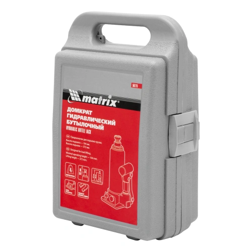 Домкрат гидравлический бутылочный, 4 т, h подъема 194-372 мм, в пластиковом кейсе Matrix по ценам производителя в Москве с доставкой по всей России
