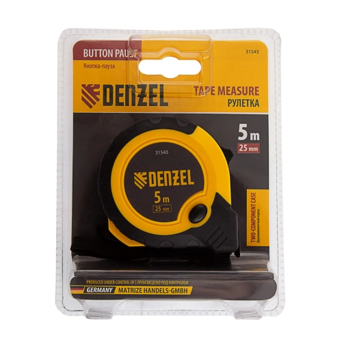 Рулетка 5м х 25мм, двухкомп. корпус, кнопка-пауза Denzel по ценам производителя в Москве с доставкой по всей России