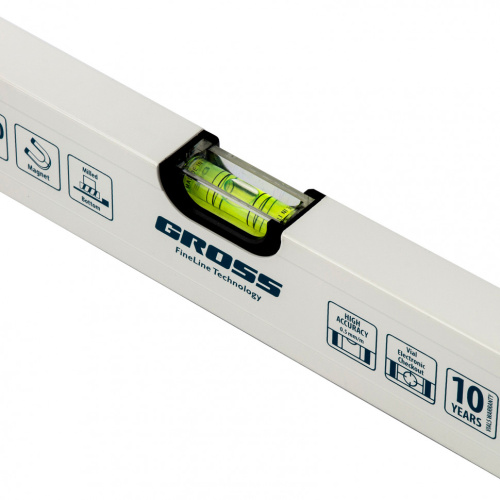 Уровень алюминиевый, 800 мм, фрезерованный, 3 глазка, магнитный Gross по ценам производителя в Москве с доставкой по всей России