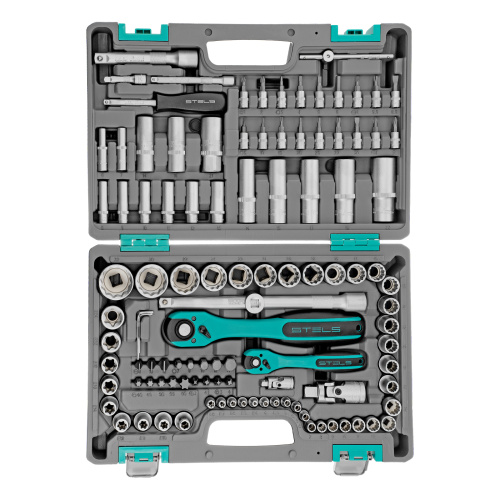 Набор инструментов 1/2", 1/4", CrV, 12 гранные головки, пластиковый кейс, 109 предмета Stels по ценам производителя в Москве с доставкой по всей России