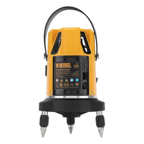 Лазерный уровень LX3, 10 м, ± 0,3 мм/1 м, 635 нм, 4 вертикальных, 1 горизонтальная плоскости, резьба 5/8" Denzel по ценам производителя в Москве с доставкой по всей России