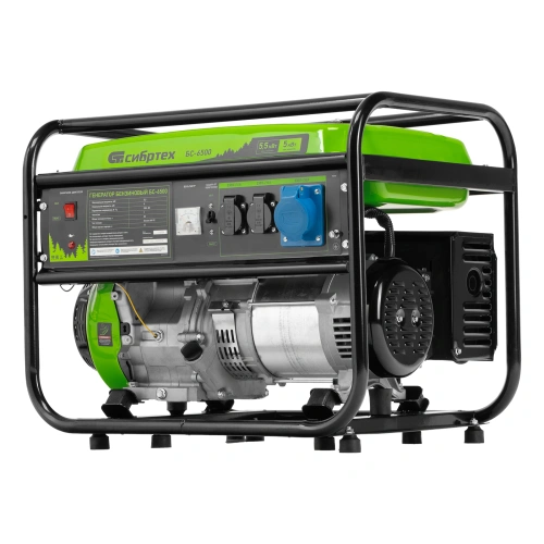 Генератор бензиновый БС-6500, 5.5 кВт, 230В, четырехтактный, 25 л, ручной стартер Сибртех по ценам производителя в Москве с доставкой по всей России