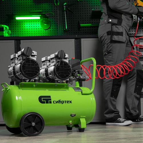 Компрессор безмаслянный малошумный МБ 2000/50, 2000 Вт, 50л, 300 л/мин Сибртех по ценам производителя в Москве с доставкой по всей России