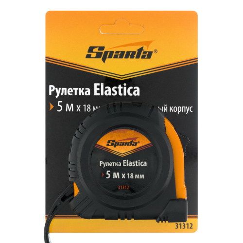 Рулетка Elastica,5 м х 18 мм,обрезиненный корпус Sparta по ценам производителя в Москве с доставкой по всей России