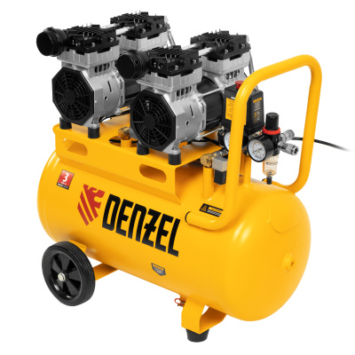 Компрессор безмасляный, малошумный DLS 1500/50, 1500 ВТ, 2x750, 50 л, 260 л/мин Denzel по ценам производителя в Москве с доставкой по всей России