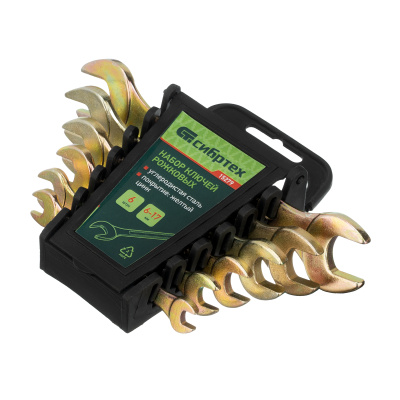 Набор ключей рожковых 6-17 мм, 6 шт, желтый цинк Сибртех по ценам производителя в Москве с доставкой по всей России